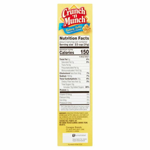 CRUNCH MUNCH TOFFEE POPCORN 3.5OZ/12