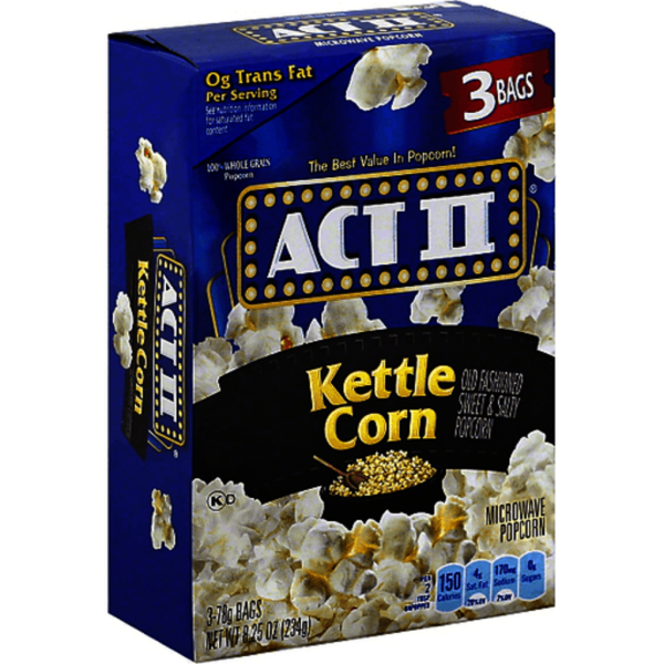 ACT II POPCORN KETTLE CORN 3PK 8.25OZ/12