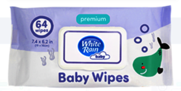 WHT RAIN BABY WIPES PREMIUM 64CT/1