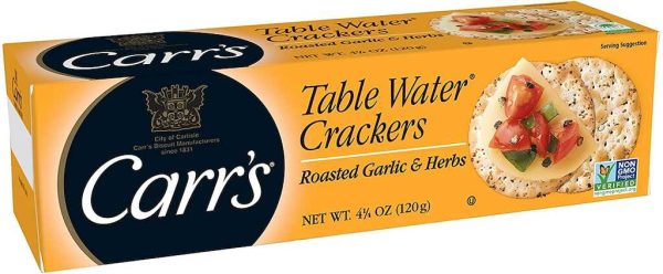 CARR TABLE WATER GARLIC CRACKR 125GM/12